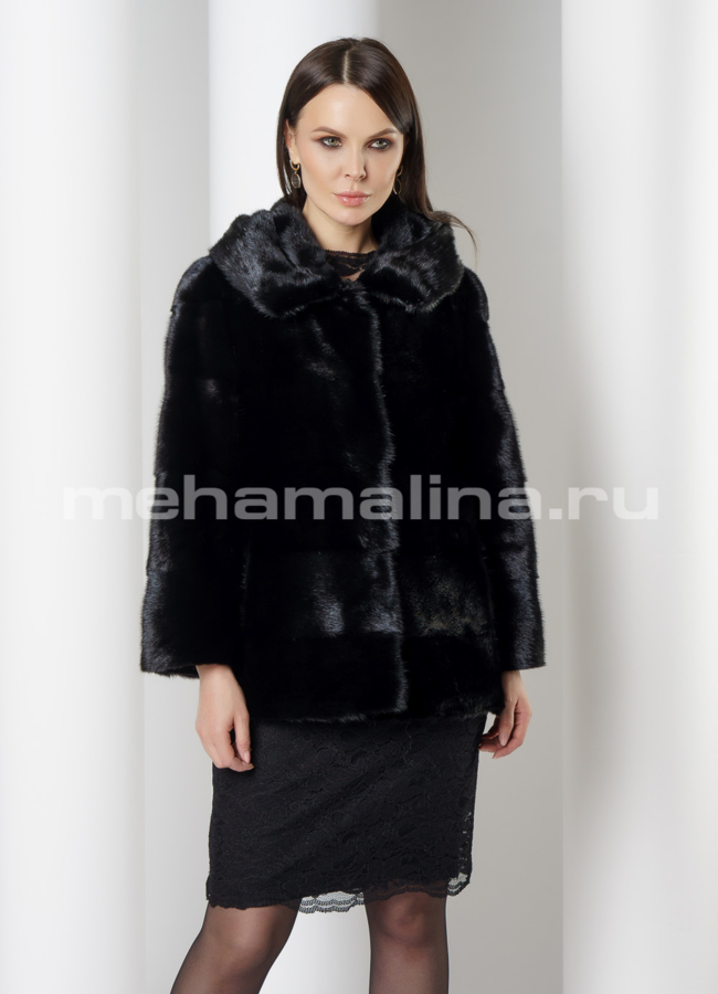Норковая шуба трансформер в черном цвете модель № 2105 в кредит
