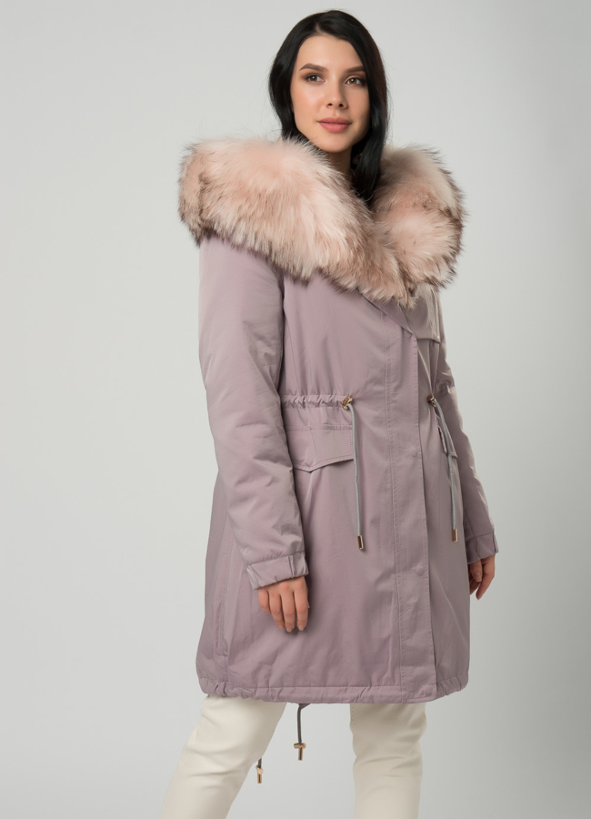 Парка с мехом из енота модель № 73392 универмаг малина