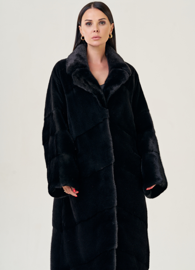 Шуба из скандинавской норки с английским воротником модель № 23089 универмаг малина