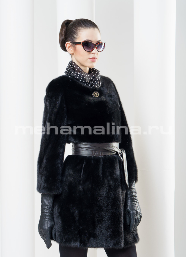 фото Норковая шуба черного цвета модель № S-340