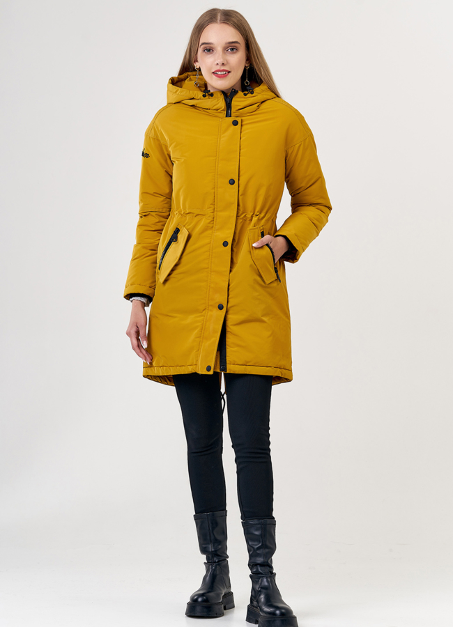 Женская парка горчичного цвета модель № 21240 универмаг малина
