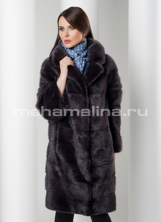 Норковая шуба модель № S-532 меха малина