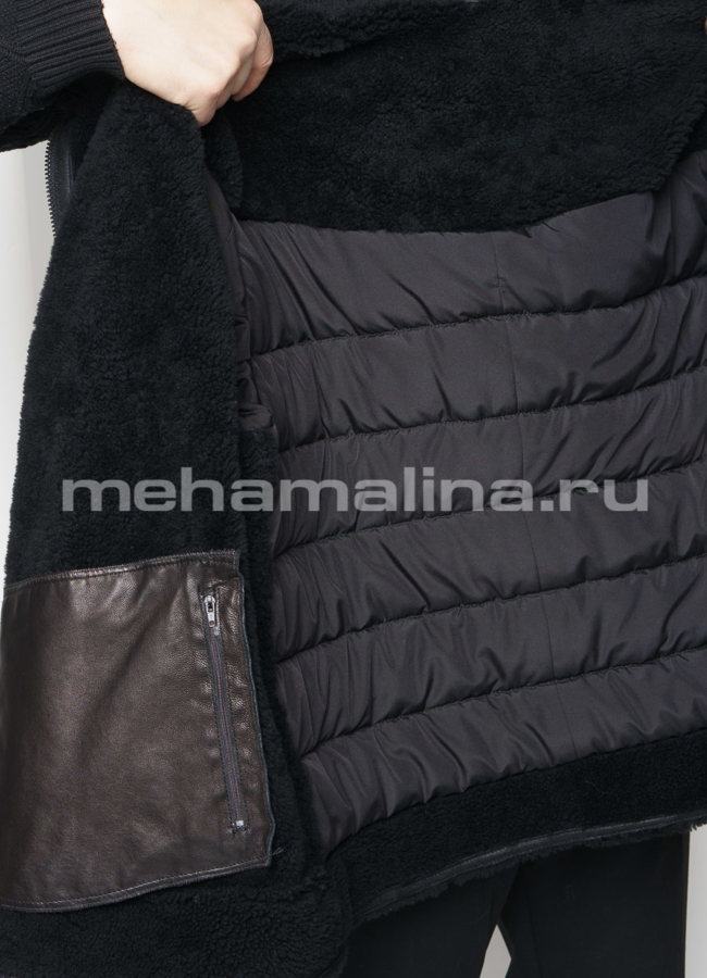 Мужская дубленка с текстилем модель № DM-130 универмаг малина