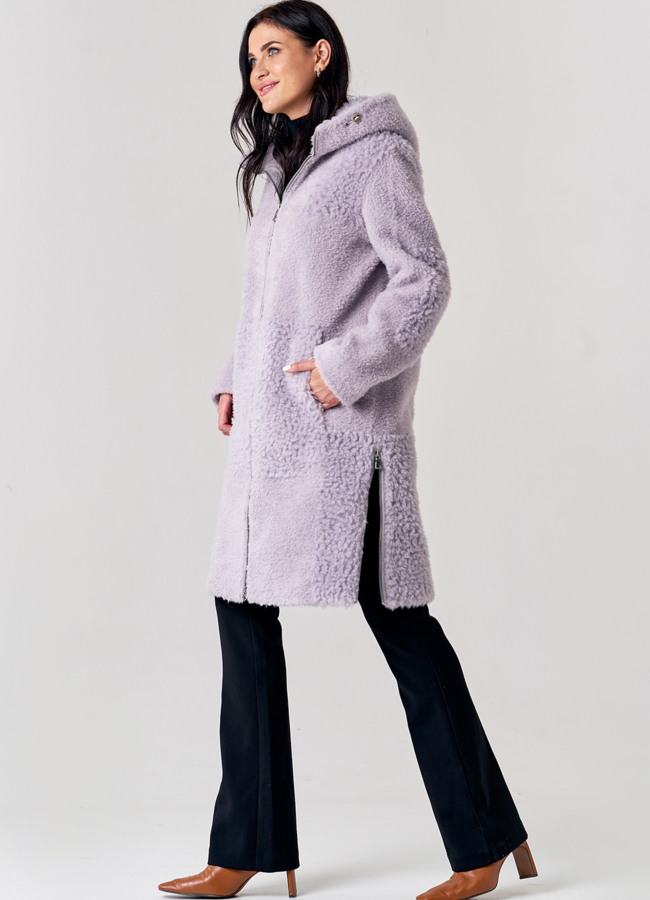 Прямое пальто из шерсти с капюшоном модель № 21560 универмаг малина