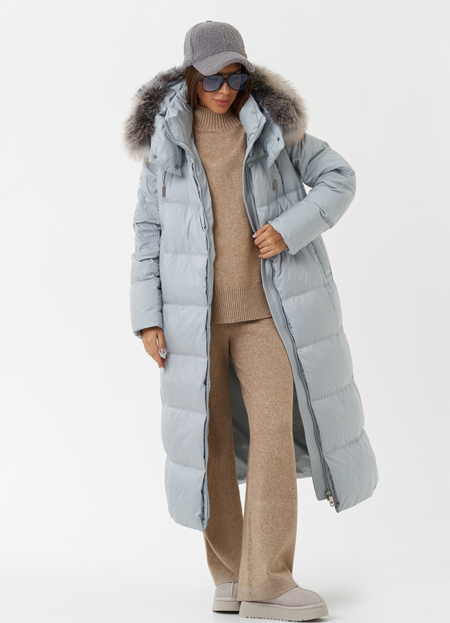 фото Пуховик с отделкой из меха песца модель № 28498