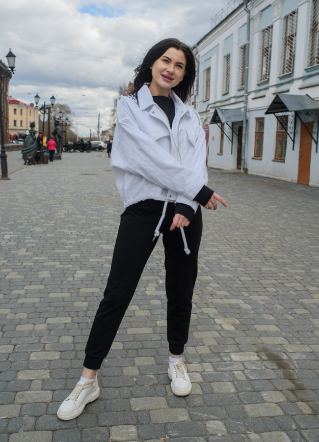 фото Куртка джинсовая белого цвета модель № 21180