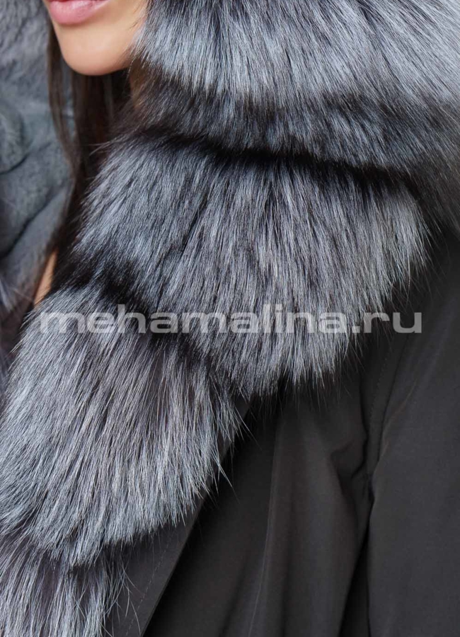 Парка на молнии с капюшоном отделка чернобурка модель № 17008 универмаг малина