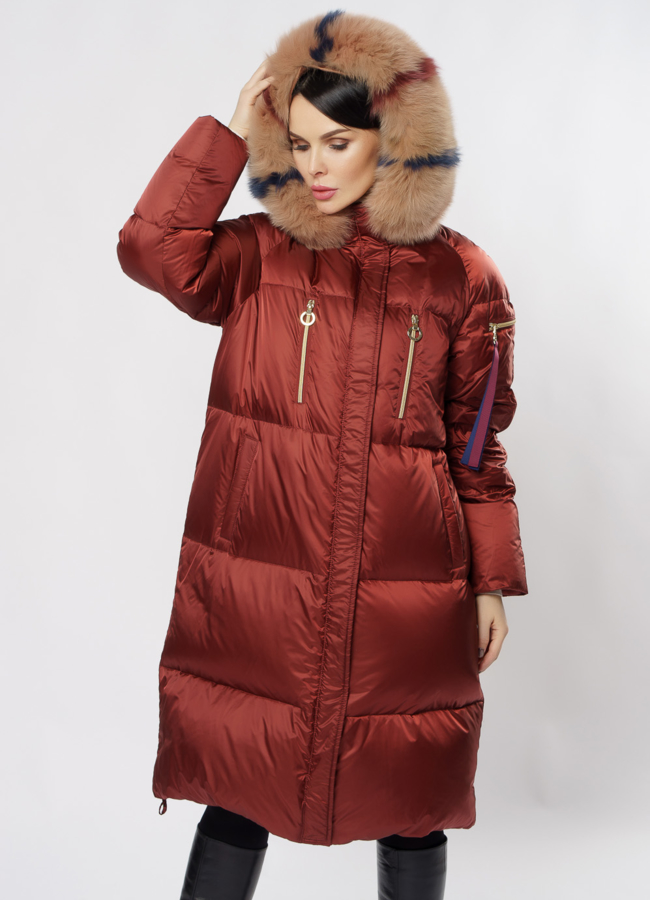Пуховик Florence Mode красного цвета модель № 19СА-14 универмаг малина