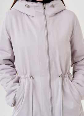 Двухстороннее пальто из эко меха с капюшоном