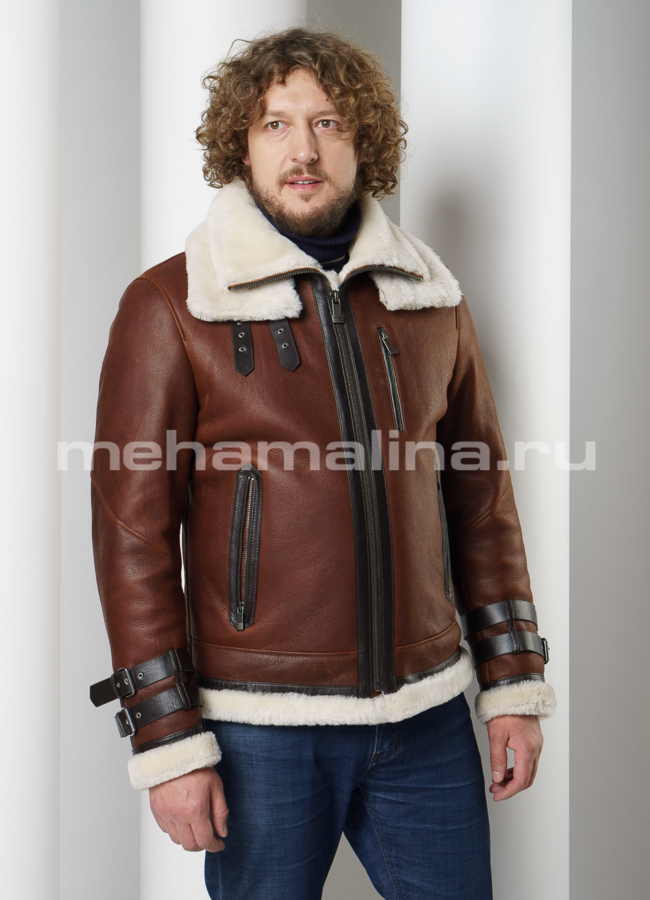 Дубленка пилот на молнии модель № DM-128 универмаг малина