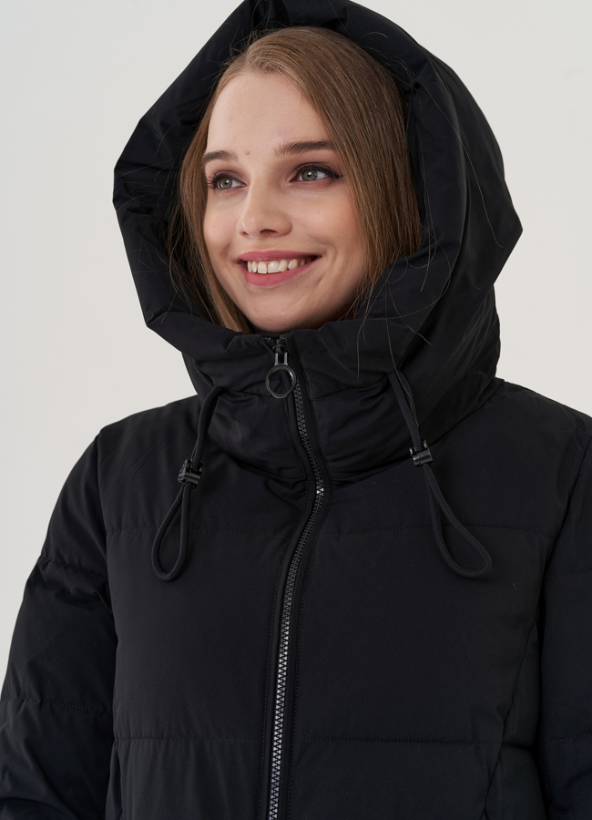 Женский пуховик с капюшоном  модель № 25719 универмаг малина