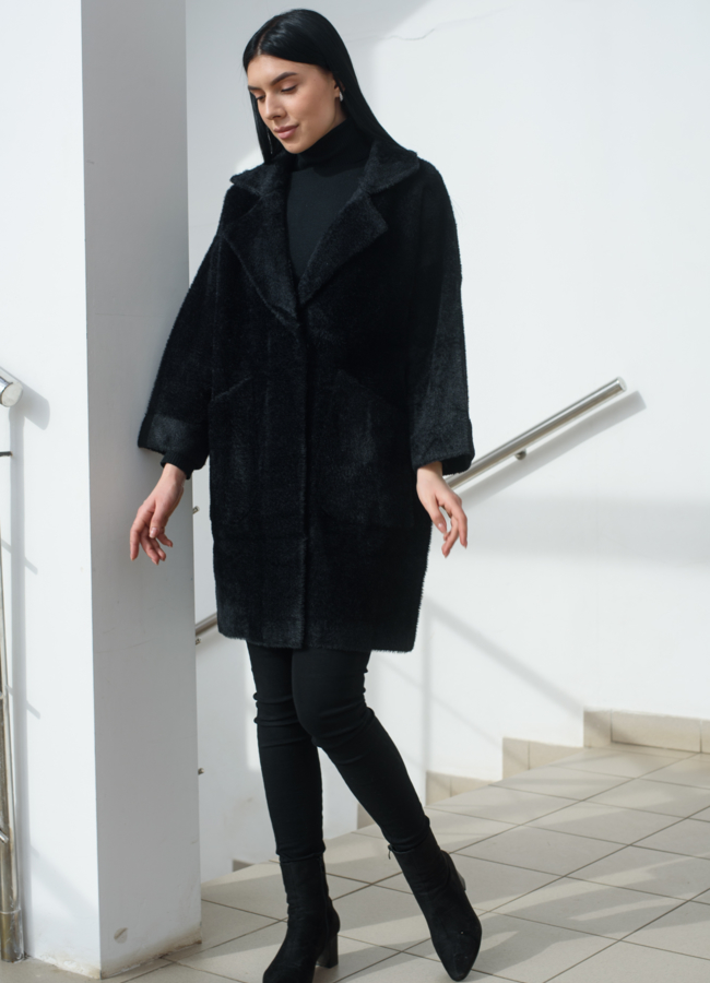 Кардиган  с английским воротником черного цвета  модель № 22505 универмаг малина