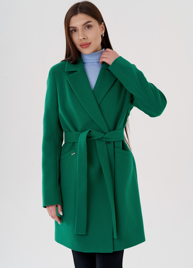 Женское пальто-пиджак в зеленом цвете модель № 24326 в рассрочку