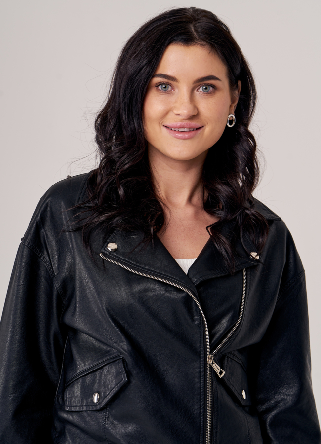 Женская куртка из эко кожи черного цвета модель № 20741 универмаг малина