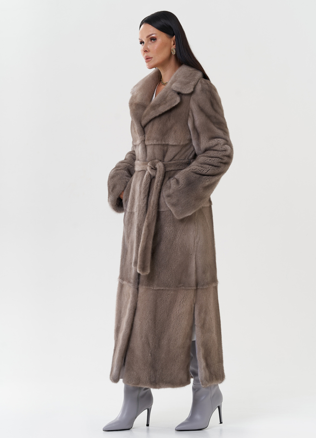 Длинная шуба из скандинавской норки модель № 27639 универмаг малина