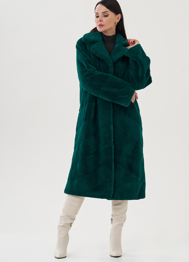 Шуба из кролика в зеленом цвете модель № 24799 универмаг малина