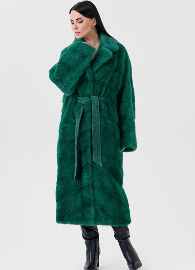 Норковая шуба с английским воротником  модель № 23820 универмаг малина