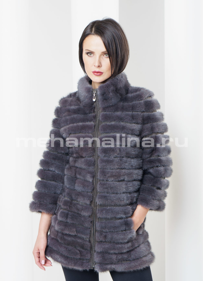Норковый жакет, цвет графит модель № M-66 меха малина