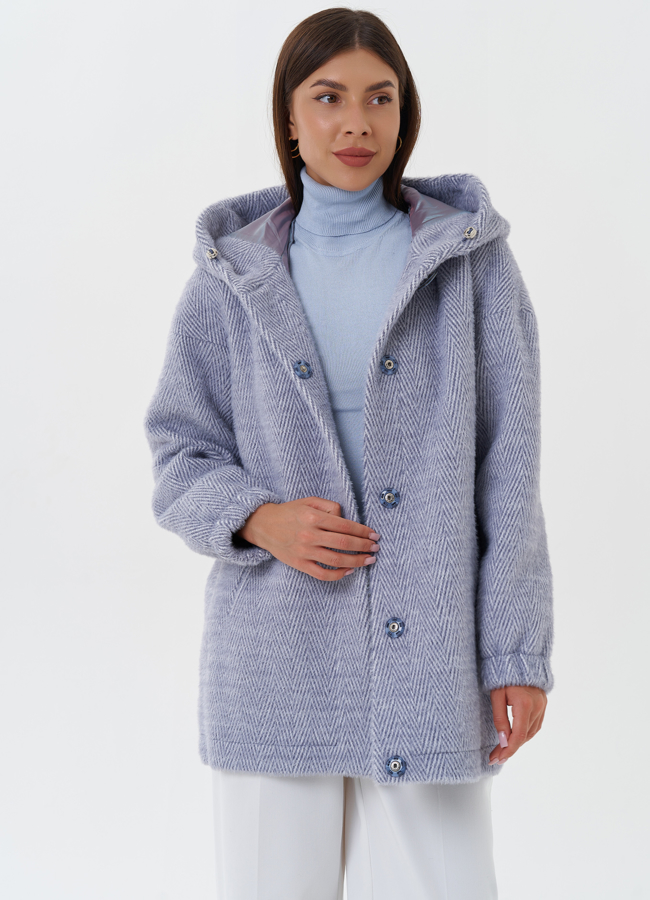 Укороченное пальто с капюшоном модель № 27669 в рассрочку