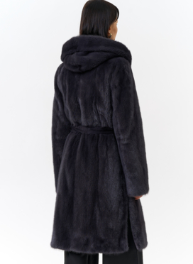 Норковая шуба с поясом