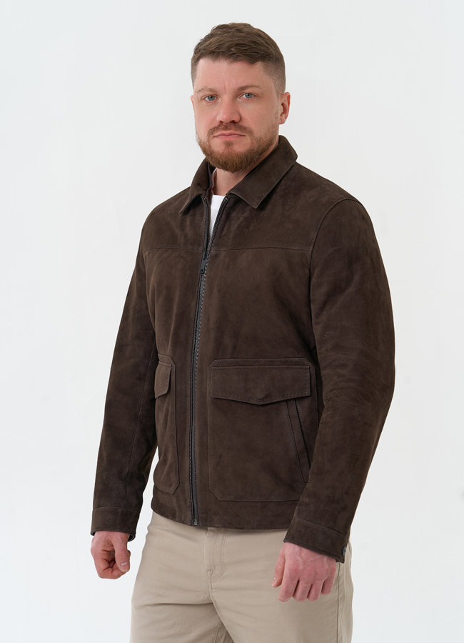 Мужская куртка из натуральной замши коричневого цвета модель № 30066 универмаг малина Мужская куртка из натуральной замши коричневого цвета модель № 30066 универмаг малина