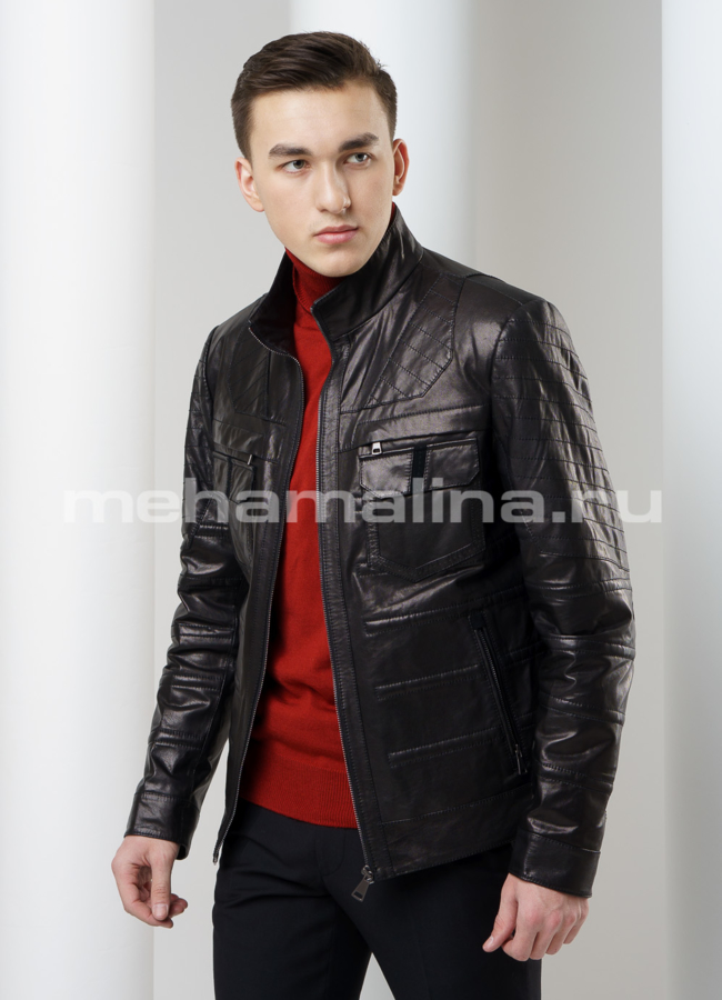 Кожаная куртка модель № KP-168 универмаг малина