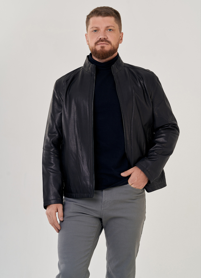 Кожаная куртка на молнии  модель № 23142, 80782 меха малина