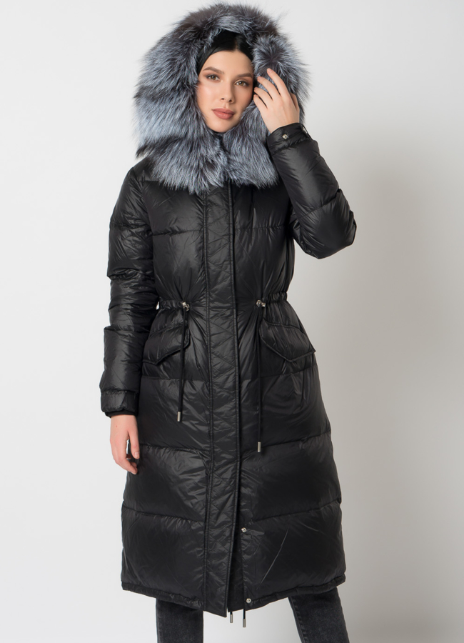 Парка - пуховик с мехом чернобурки модель № 75732 универмаг малина