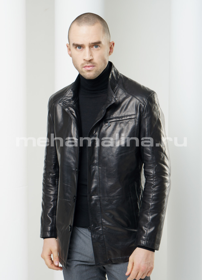 Мужская кожаная куртка модель № KP-116 универмаг малина