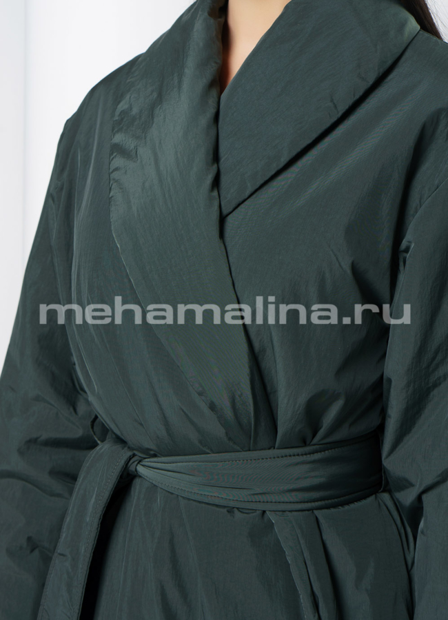 Пальто на запах в цвете изумруд модель № 11179 универмаг малина