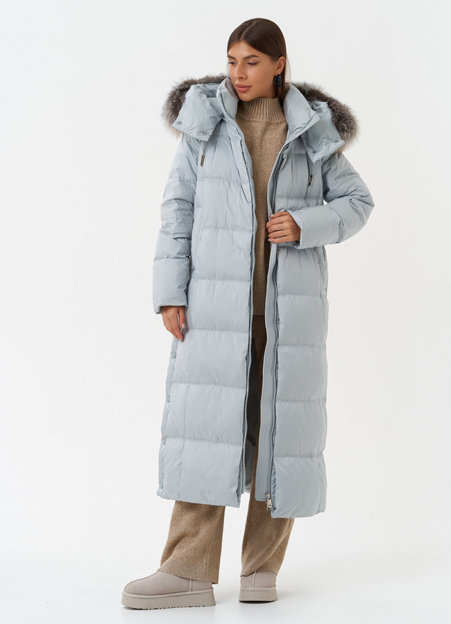 Пуховик с отделкой из меха песца модель № 28498 универмаг малина