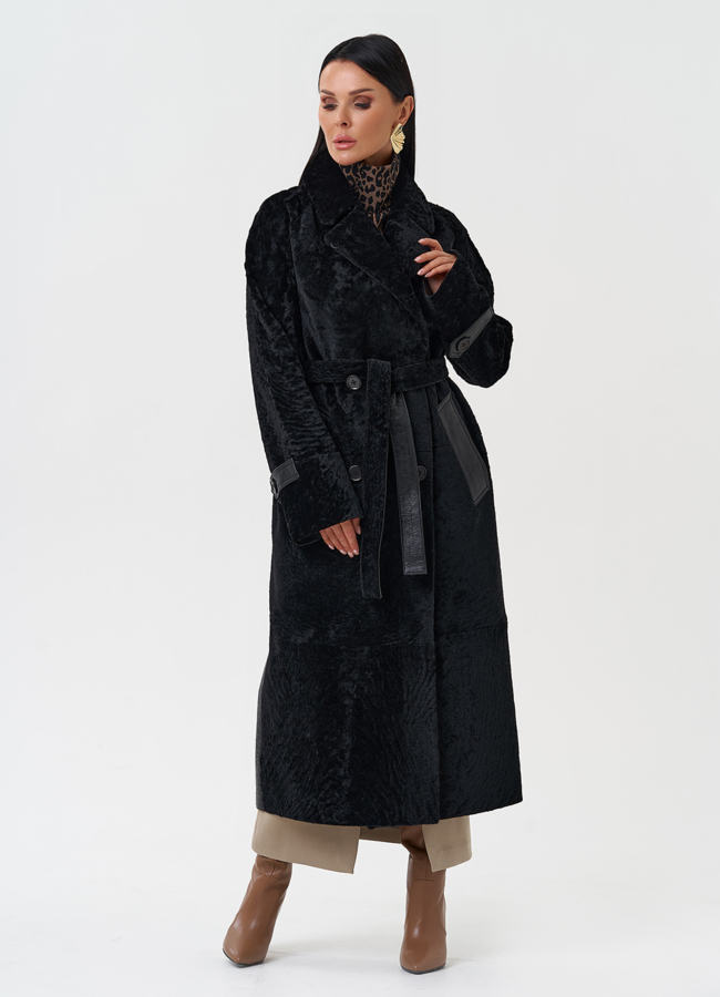 фото Натуральная дубленка с английским воротником модель № 28694