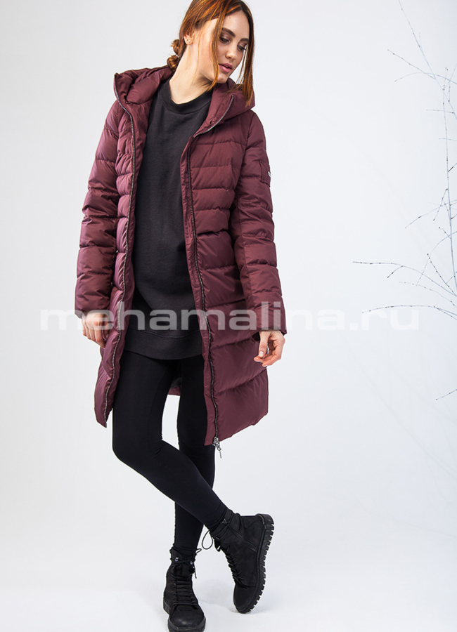 Зимний пуховик в цвете марсала модель № П-191 в рассрочку