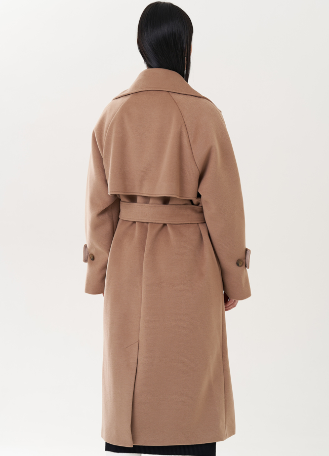 фото Женское пальто в цвете кэмел модель № 26423