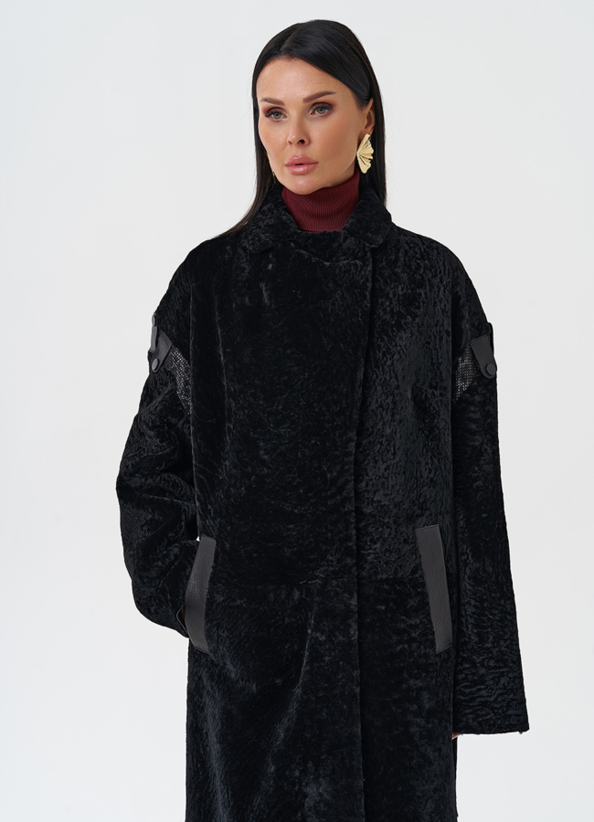 Натуральная двухсторонняя дубленка модель № 28697 универмаг малина