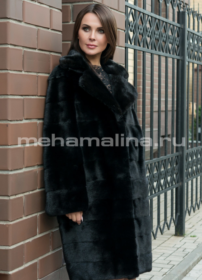 Норковая шуба модель № S-518 меха малина