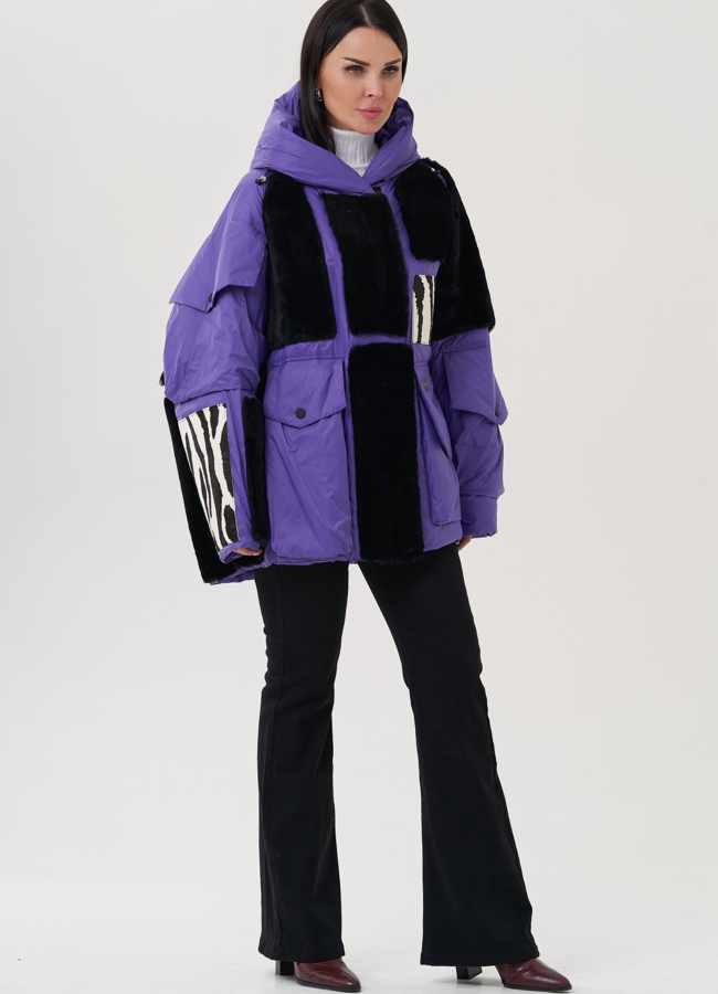 фото Куртка оверсайз фиолетового цвета модель № 25480
