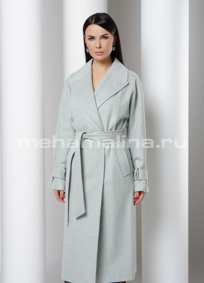 Длинное пальто с английским воротником  модель № 2699 универмаг малина