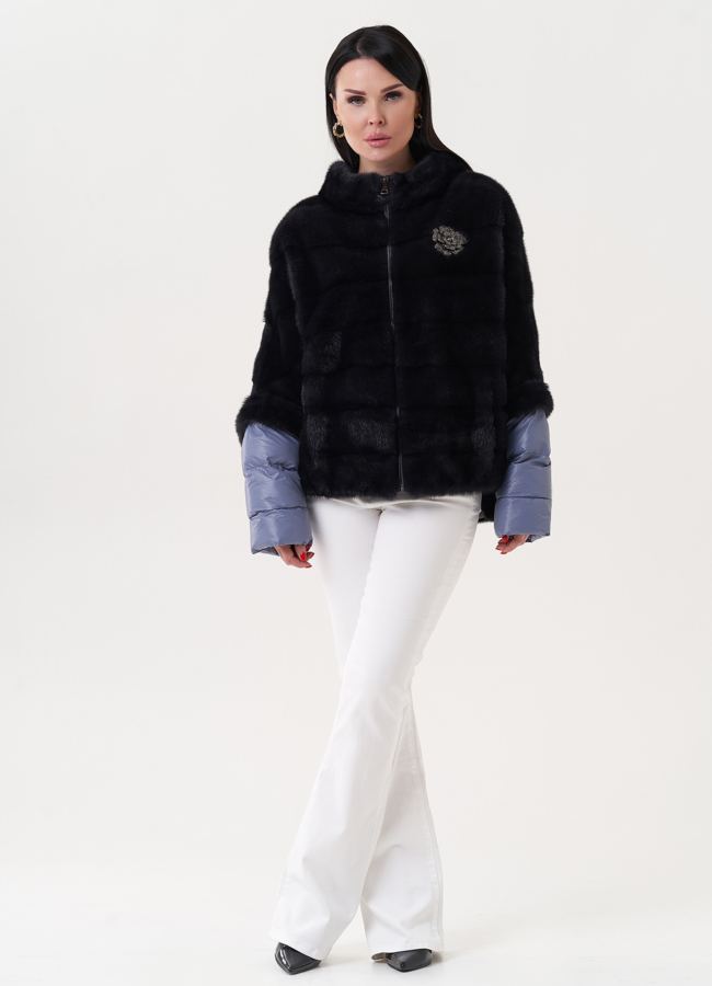 фото Укороченная шуба-трансформер из меха норки модель № 23712