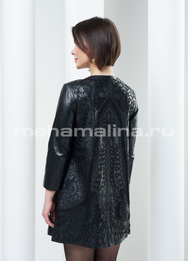 фото Женский френч с кожаными узорами модель № K-218