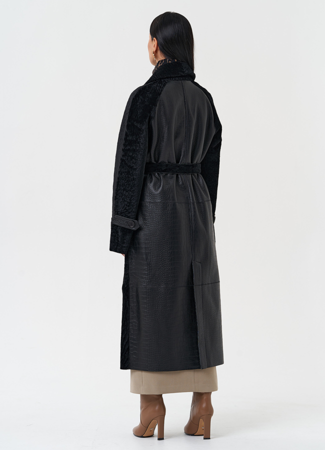 Натуральная дубленка с английским воротником модель № 28694 универмаг малина