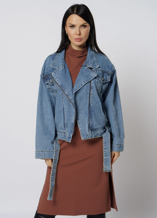 Утепленная джинсовая куртка с отделкой из песца модель № 21703 универмаг малина