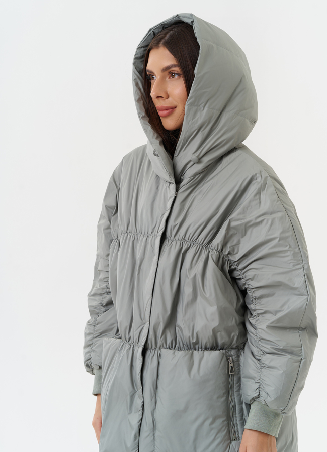 Оверсайз куртка с капюшоном модель № 27882 универмаг малина