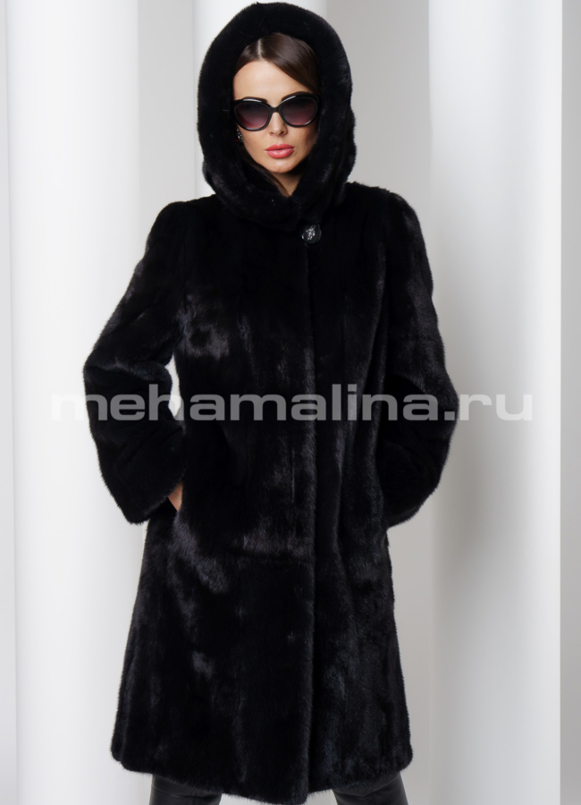 Шуба из скандинавской норки в цвете графит модель № S-515 универмаг малина
