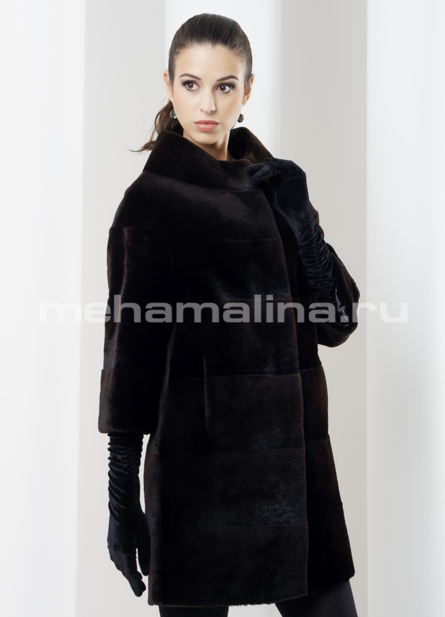 Шуба из нутрии модель № S-466 меха малина