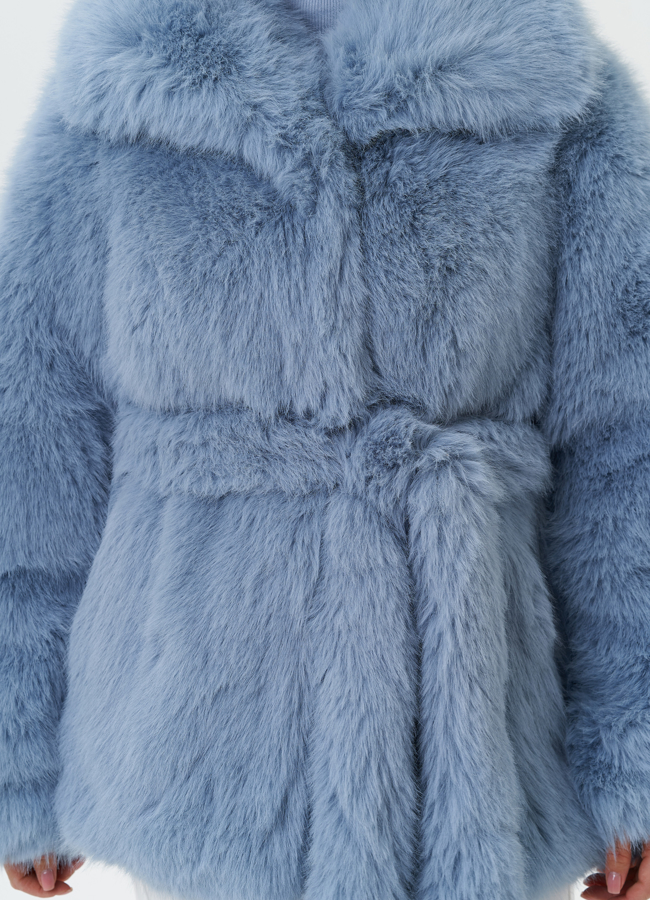 Шуба из эко меха с поясом модель № 27804 универмаг малина