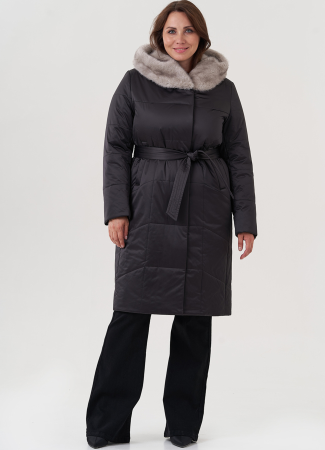Женский пуховик с капюшоном  модель № 24961 в рассрочку