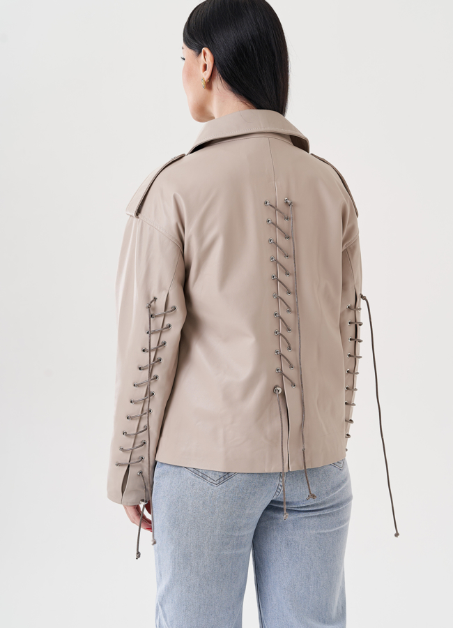 Женкая куртка-косуха из натуральной кожи  модель № 24402 в рассрочку