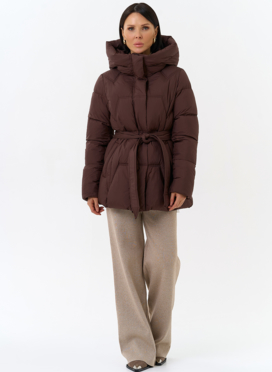 Женский пуховик с поясом