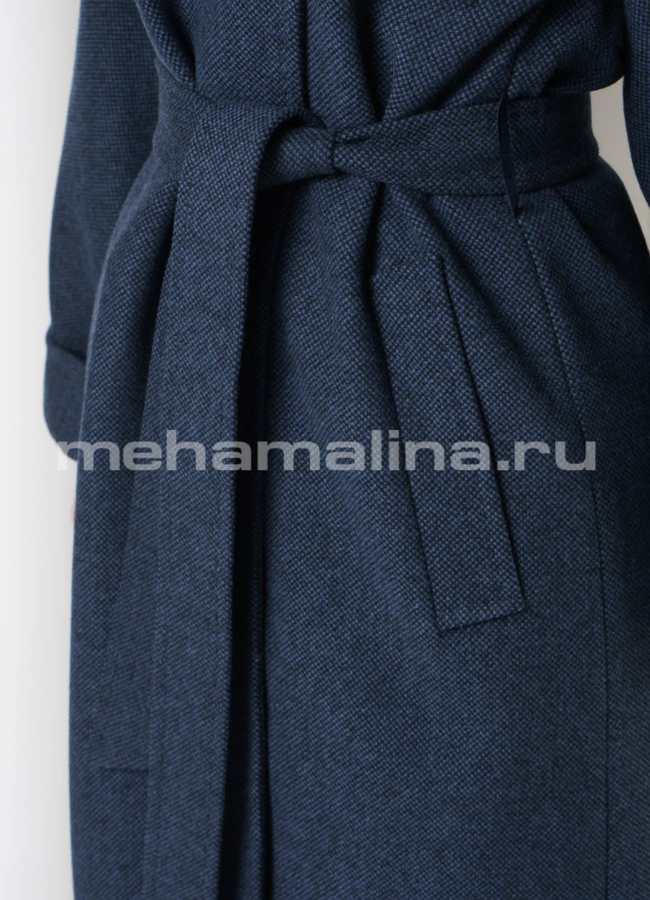 Пальто темно-синее с воротником, на кнопках, рукав 7/8 модель № 2463 универмаг малина